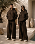 Purhe - Luxury Heavy Oversized Mocha Brown Hoodie & Sweatpants Set