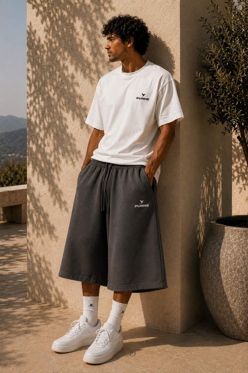 Purhe Oversized Athletic Baggy Shorts