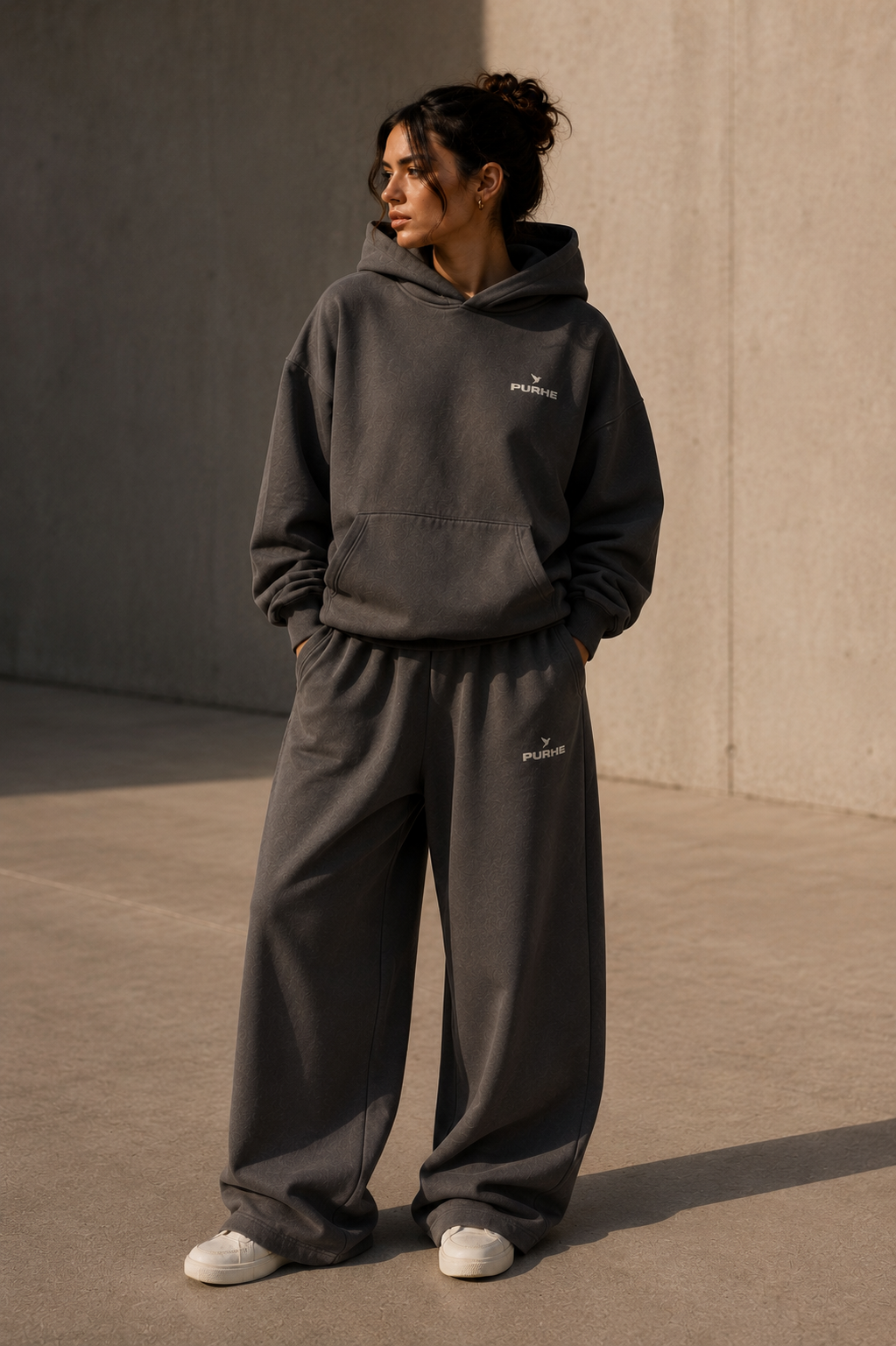 Purhe Volcanic Ash - Premium Oversized Heavy Hoodie - Chest Print & back logo