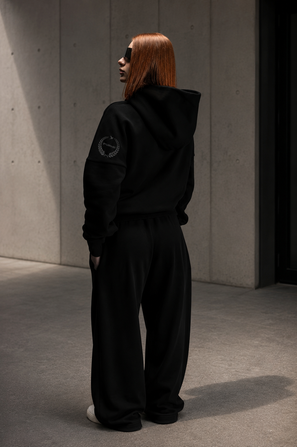 PURHE Premium Z Heavy Hoodie — Black Crest Arm logo