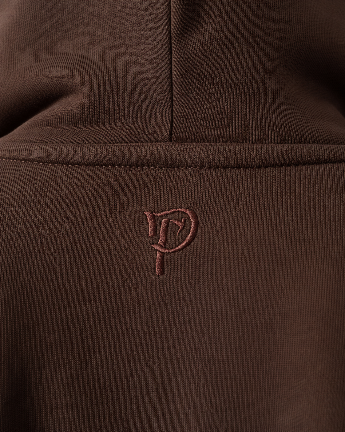 PURHE Premium Heavy Boxy Hoodie — Mocha Brown Small arm and neck logo