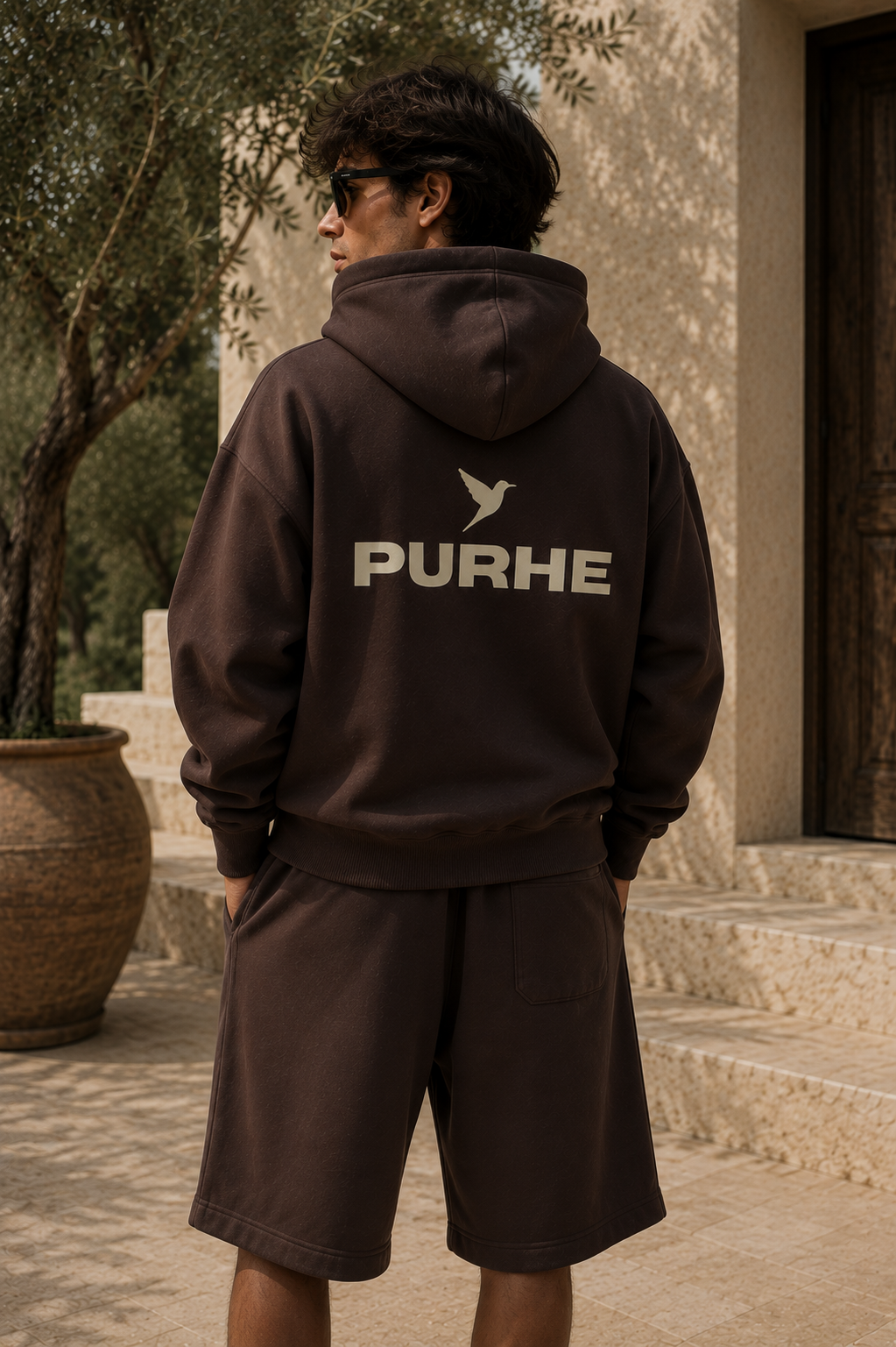Purhe Athletic Cropped Luxury Hoodie. - Mocha Brown