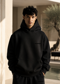 PURHE Premium Z - black Heavy Oversized Hoodie — Black Chest Logo