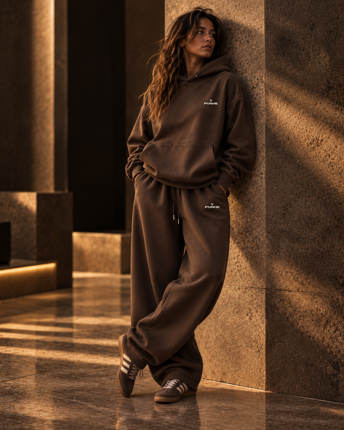 Purhe Athletic Cropped Luxury Hoodie. - Mocha Brown