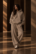 PURHE Premium Heavy Boxy Oversized Hoodie - Smoky Taupe -Cuff Crest  and Neck