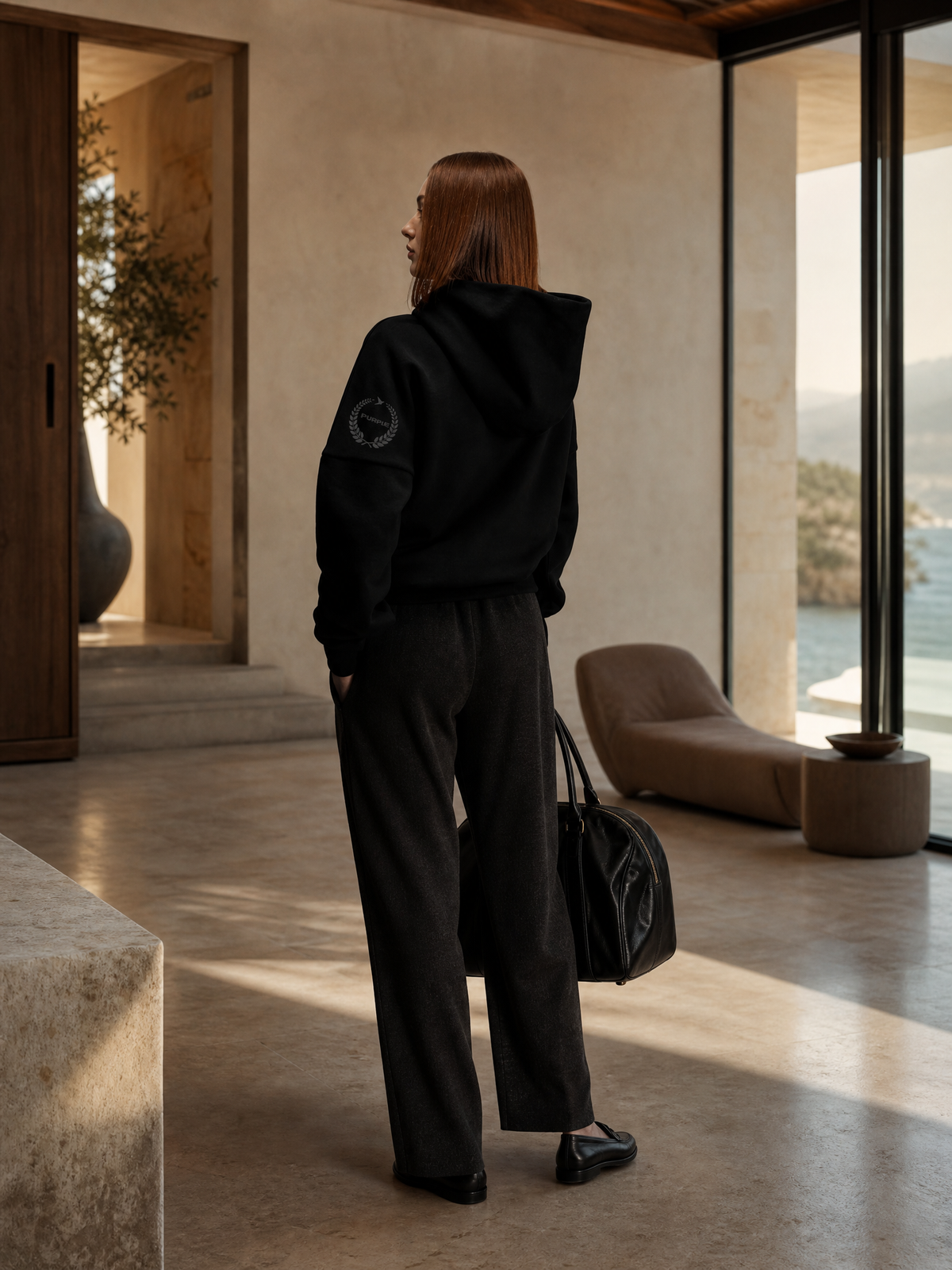 PURHE Premium Z Heavy Hoodie — Black Crest Arm logo