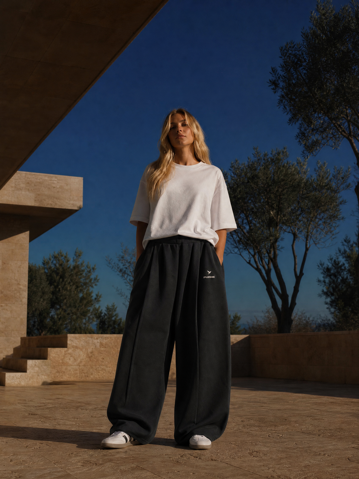 Purhe Volcanic Ash  Luxury Oversized Tracksuit Bottoms