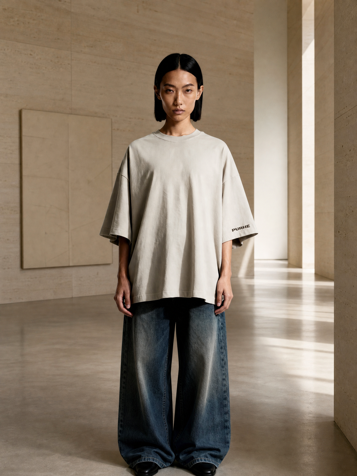 PURHE - Premium Smoky Taupe Luxury Oversized T-shirts