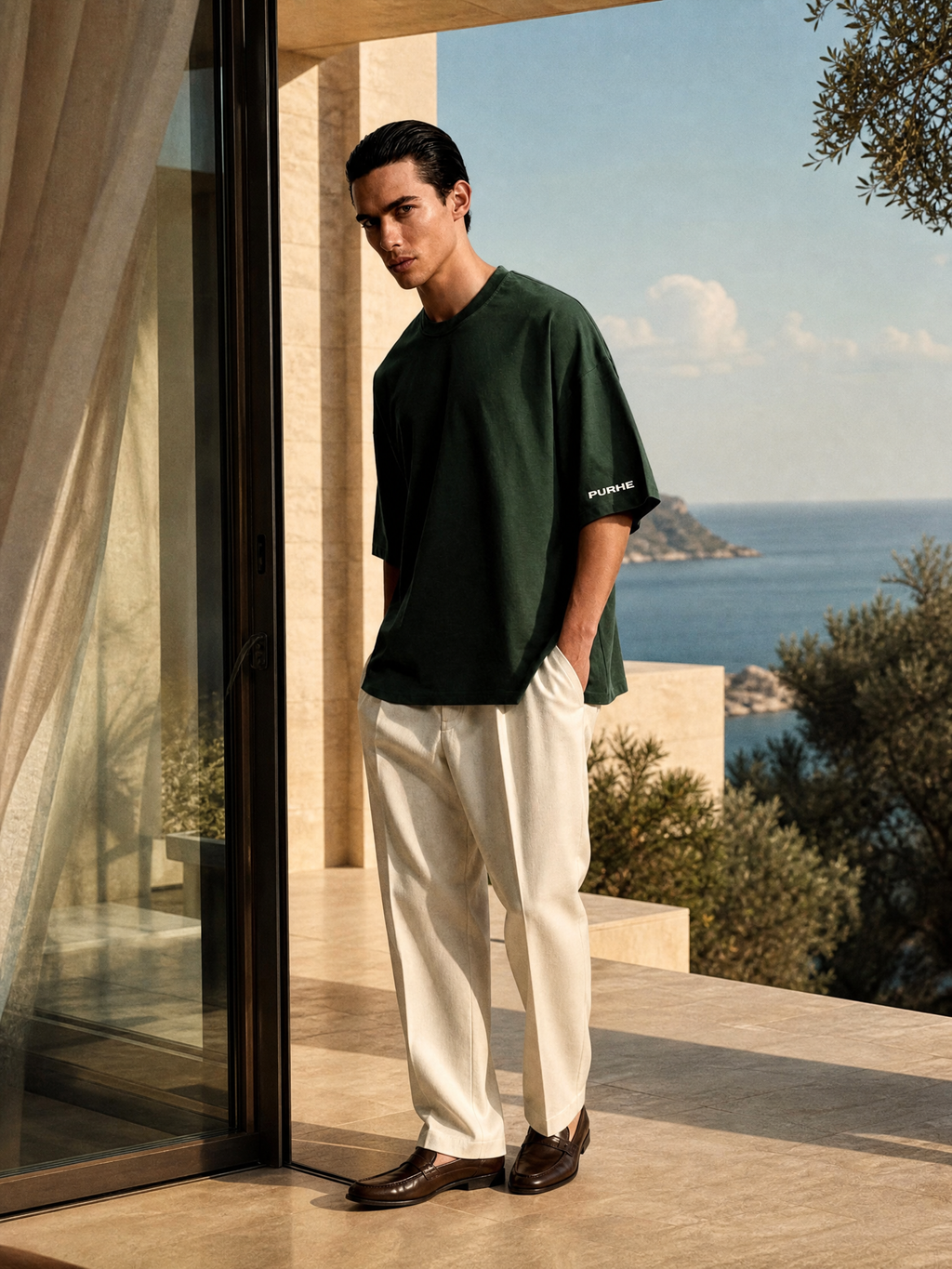 PURHE - Premium Heavy Oversized - Forest Green Luxury  T-shirts