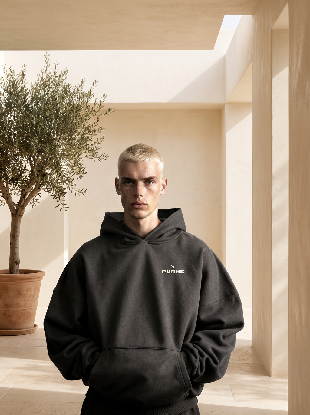 Purhe Volcanic Ash - Premium Oversized Heavy Hoodie - Chest Print & back logo