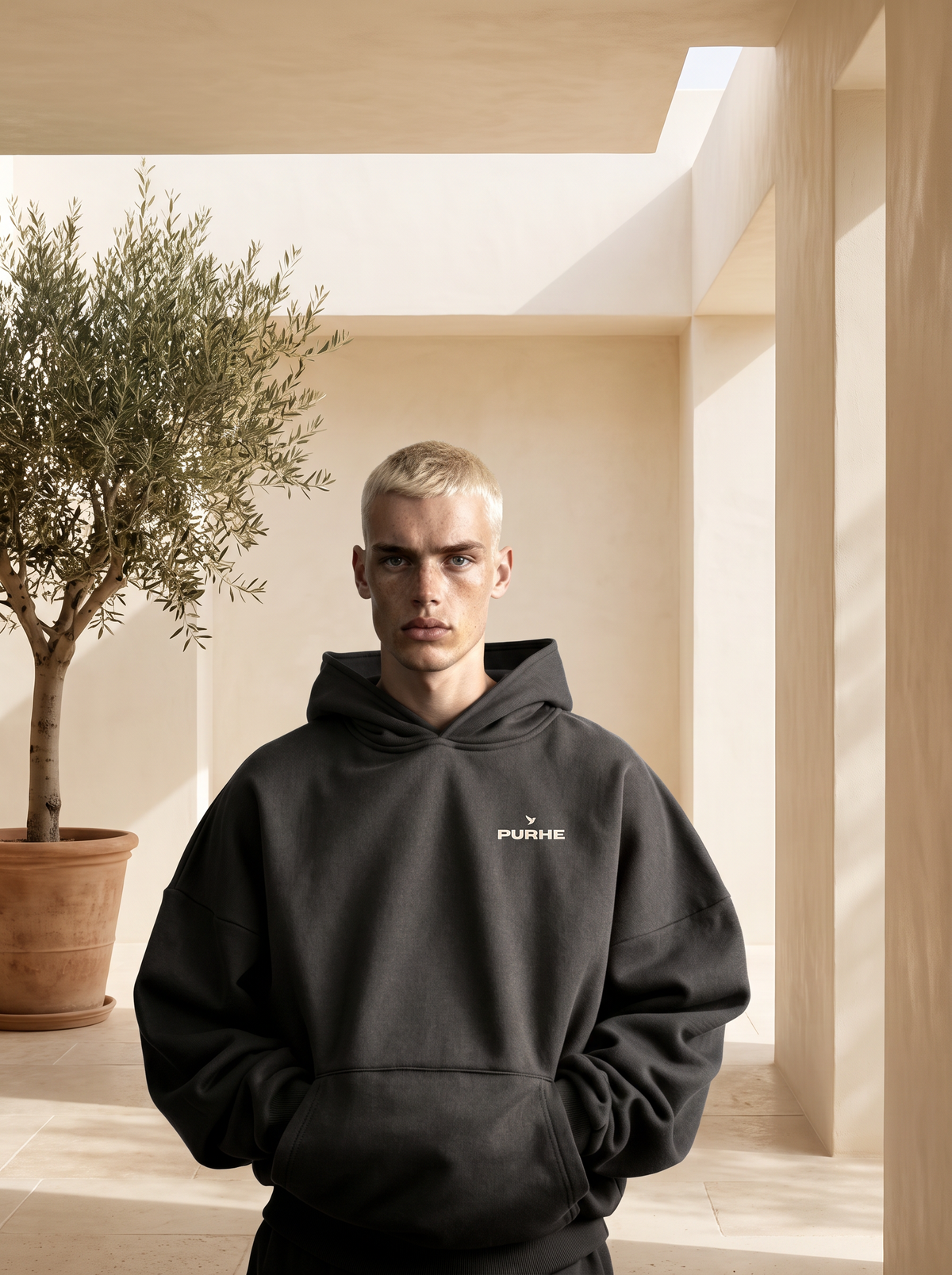 Purhe Volcanic Ash - Premium Oversized Heavy Hoodie - Chest Print & back logo