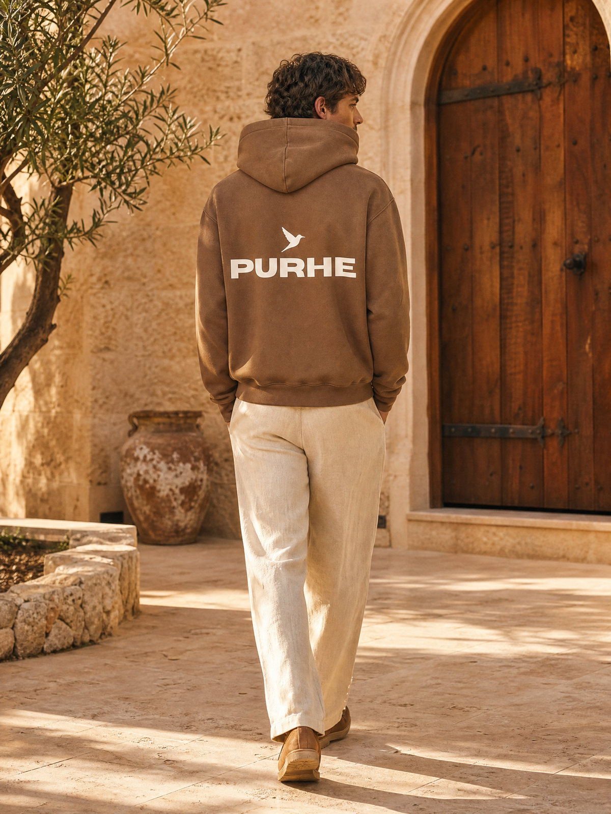 Purhe Vinatge Tan Hoodie
