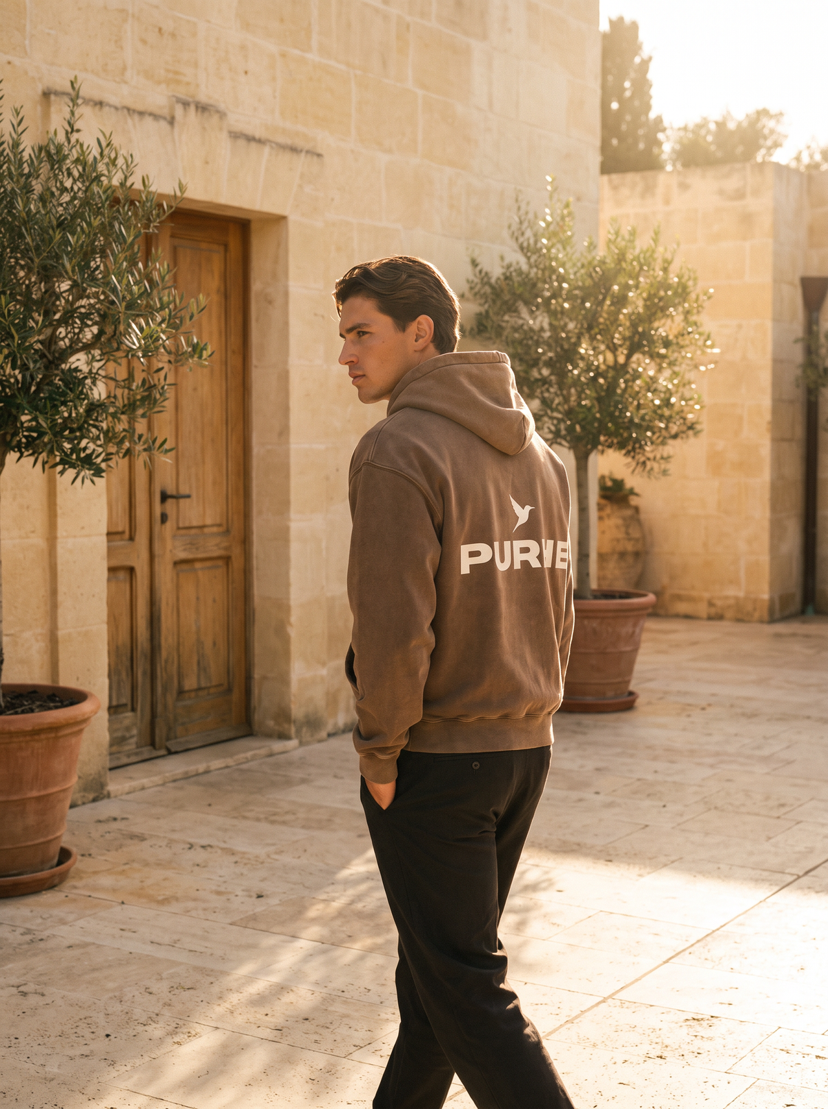 Purhe Vinatge Tan Hoodie