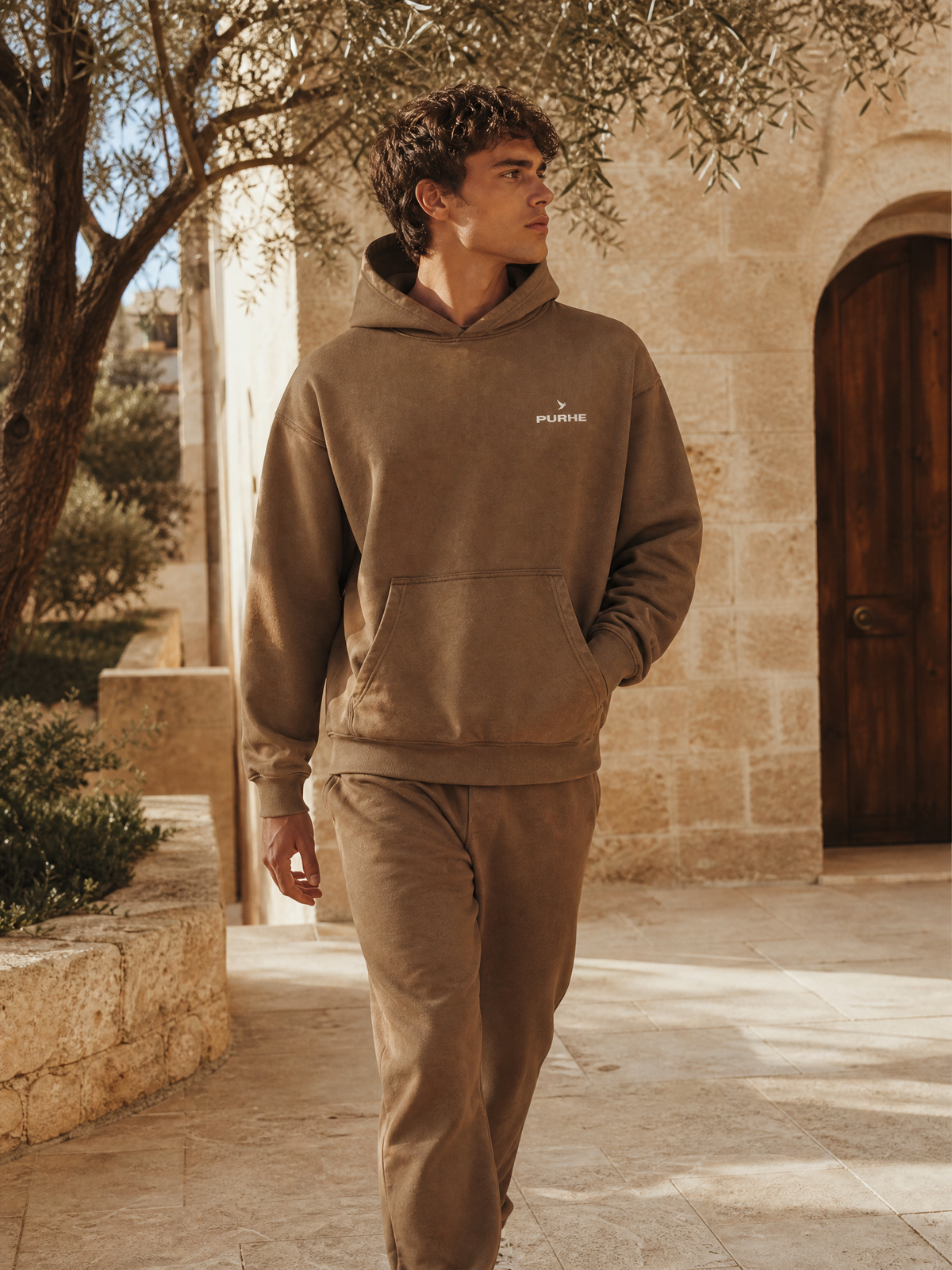Purhe Vinatge Tan Hoodie
