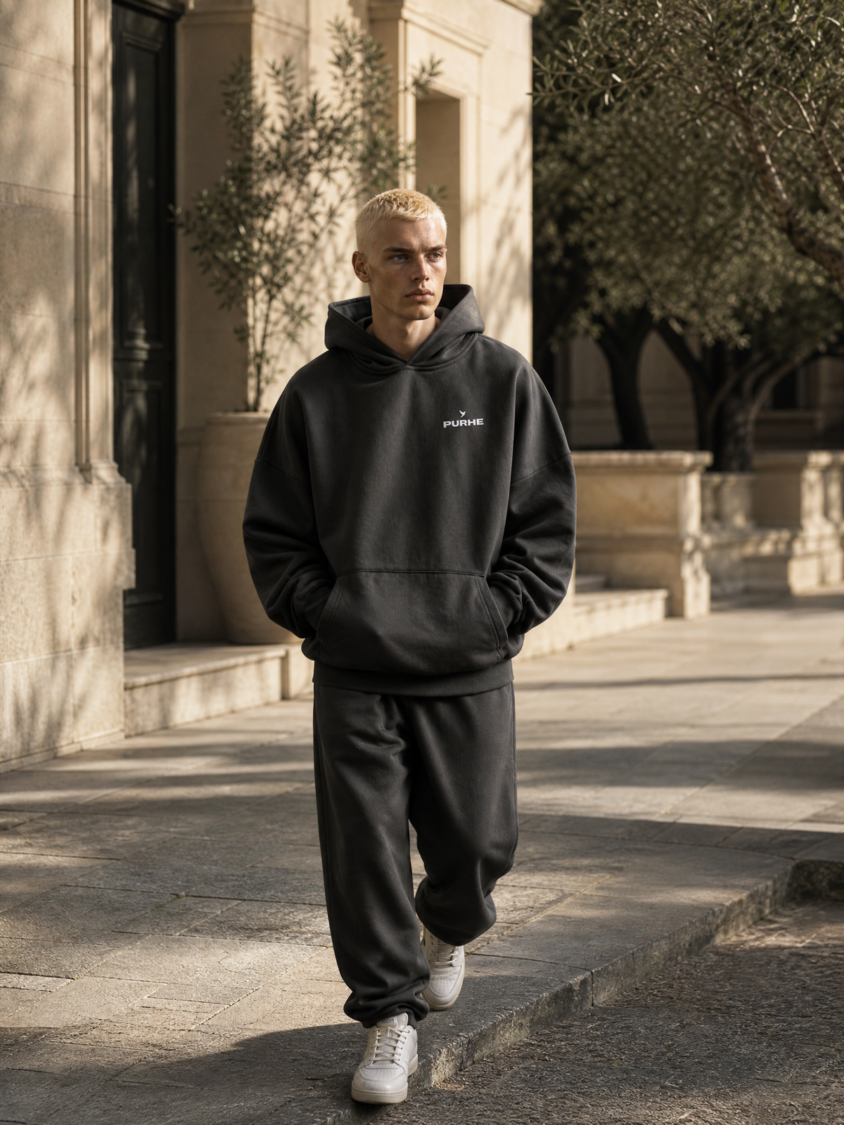 Purhe Volcanic Ash - Premium Oversized Heavy Hoodie - Chest Print & back logo